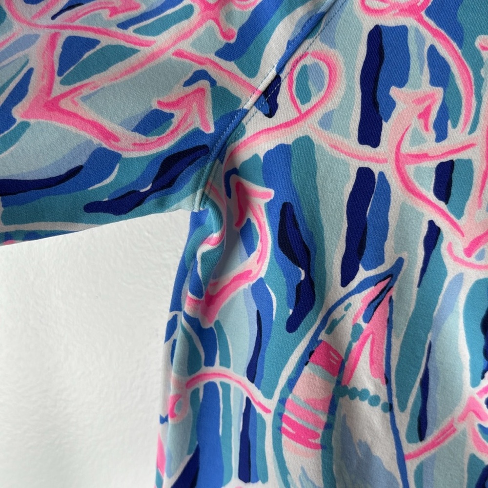 Lilly Pulitzer Skipper Popover, UPF50+ in Skim Blue Reel Nauti, Small. - Picture 4 of 13